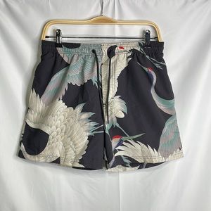 Reiss Men's Black Swan Swim Trunks Small (NWT)